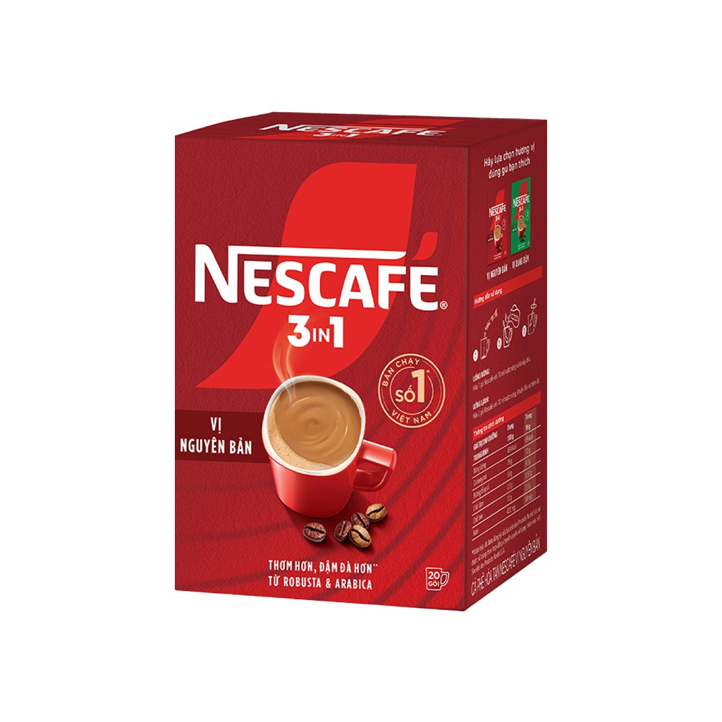 Hộp 20 gói x 16g NESCAFE 3in1 Rang xay Đậm Đà Hài Hòa
