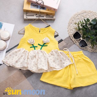  Đồ bộ bé 13kg-34kg chất vải đũi lụa phối hoa nổi 3D  SUN&MOON  