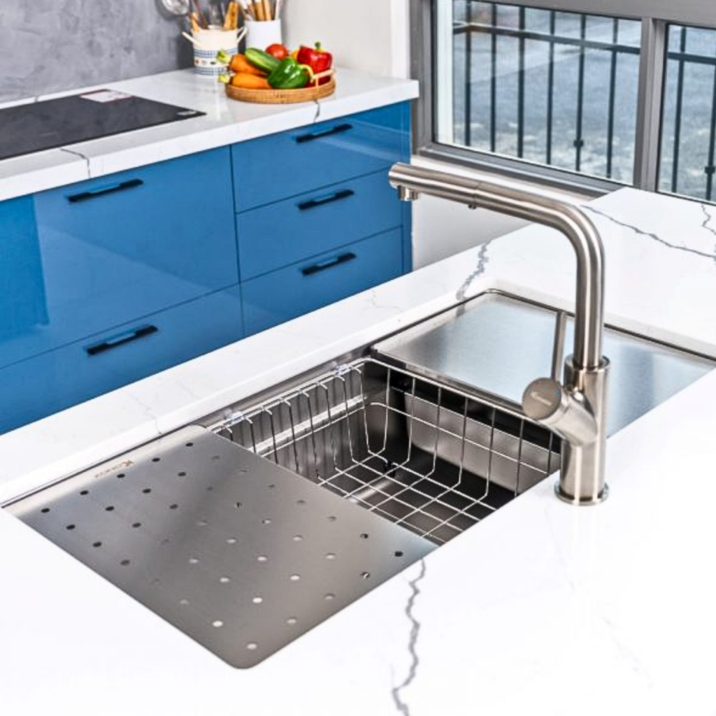 Tặng vòi RENO - Chậu rửa bát chống xước Workstation Sink – Undermount Sink KN7644SU Dekor