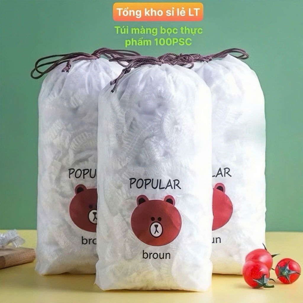 [ Combo 10 túi ] Túi màng bọc thực phẩm chất liệu PE co dãn có chun siêu dai,Túi gấu bọc đồ ăn