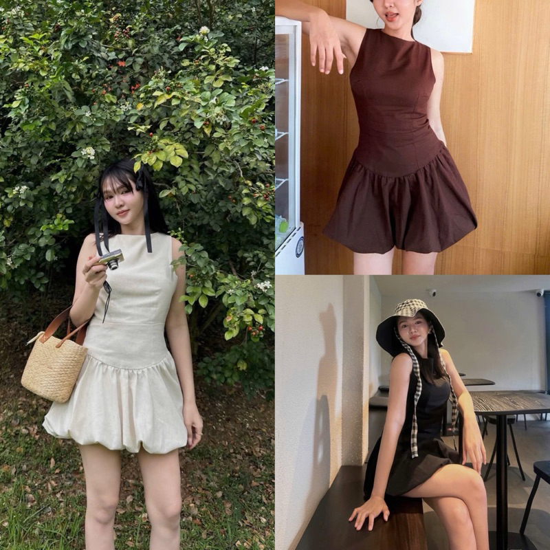 [V1.1006] Váy Line Sát Nách Dáng Bí Phồng 3 Màu Kèm Quần Đùi | BigBuy360 - bigbuy360.vn