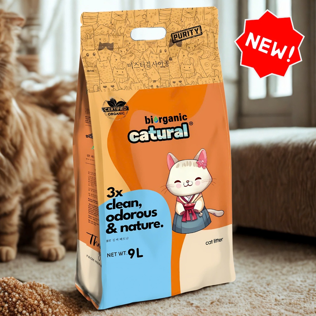 Cát Vệ Sinh Cho Mèo, Cát Đất Sét Cao Cấp Catural Túi 9L 3.8Kg - Tiết Kiệm, Ít Bụi, Vón Cứng