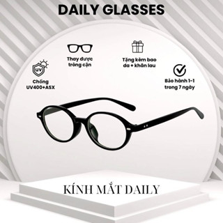 Kính mắt Daily-KM94-Dáng Oval trend y2k yêu thích,chất liệu nhựa Cao cấp,chống UV và ánh sáng xanh phù hợp với mặt nhỏ
