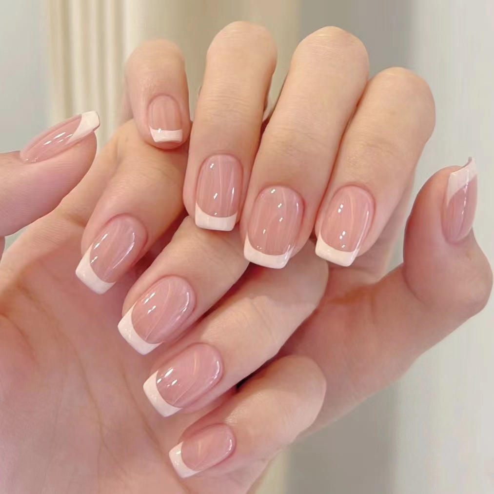 Bộ Móng Giả Màu Thạch Hộp 24 Nail Box Viền Trắng Đơn Giản Nhẹ Nhàng | Rosé Nail Studio [Mã MJ510]