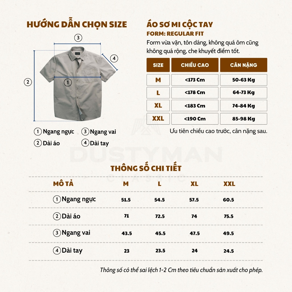 Sơ Mi Kaki Nam Tay Ngắn Galvin Dustyman,Vải Kaki Cao Cấp,Thoáng Mát,Form Regular Fit | BigBuy360 - bigbuy360.vn
