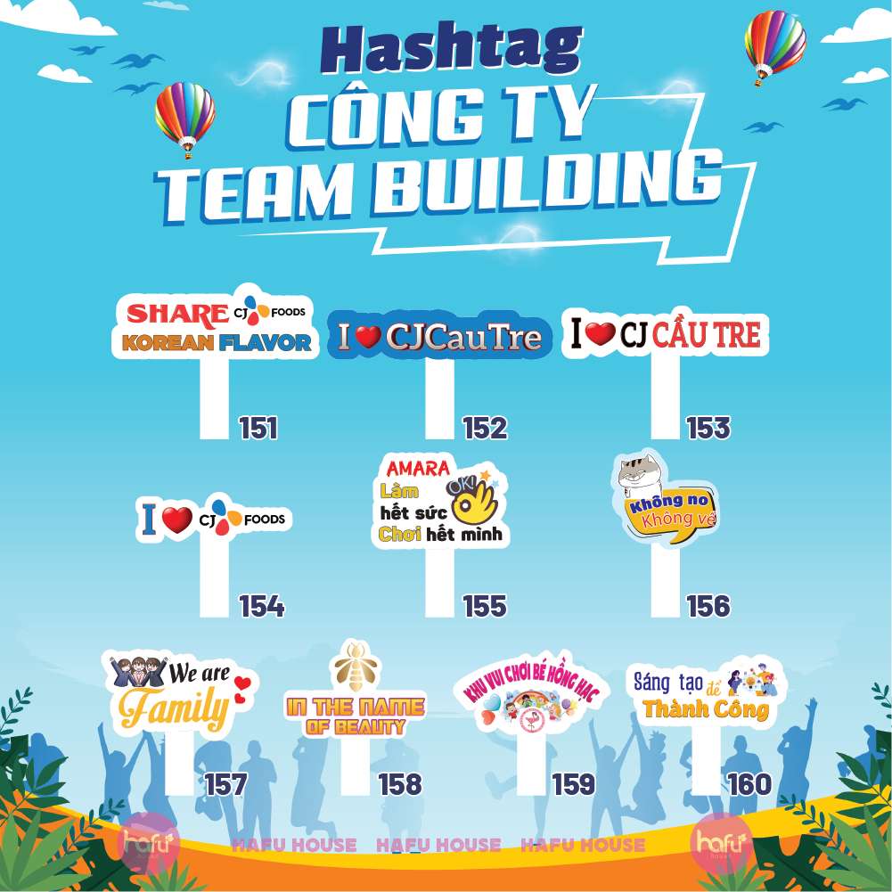 HASHTAG & BẢNG CẦM TAY CHỤP HÌNH DÀY 5mm CÔNG TY - TEAM BUILDING HAFU HOUSE [151-200]