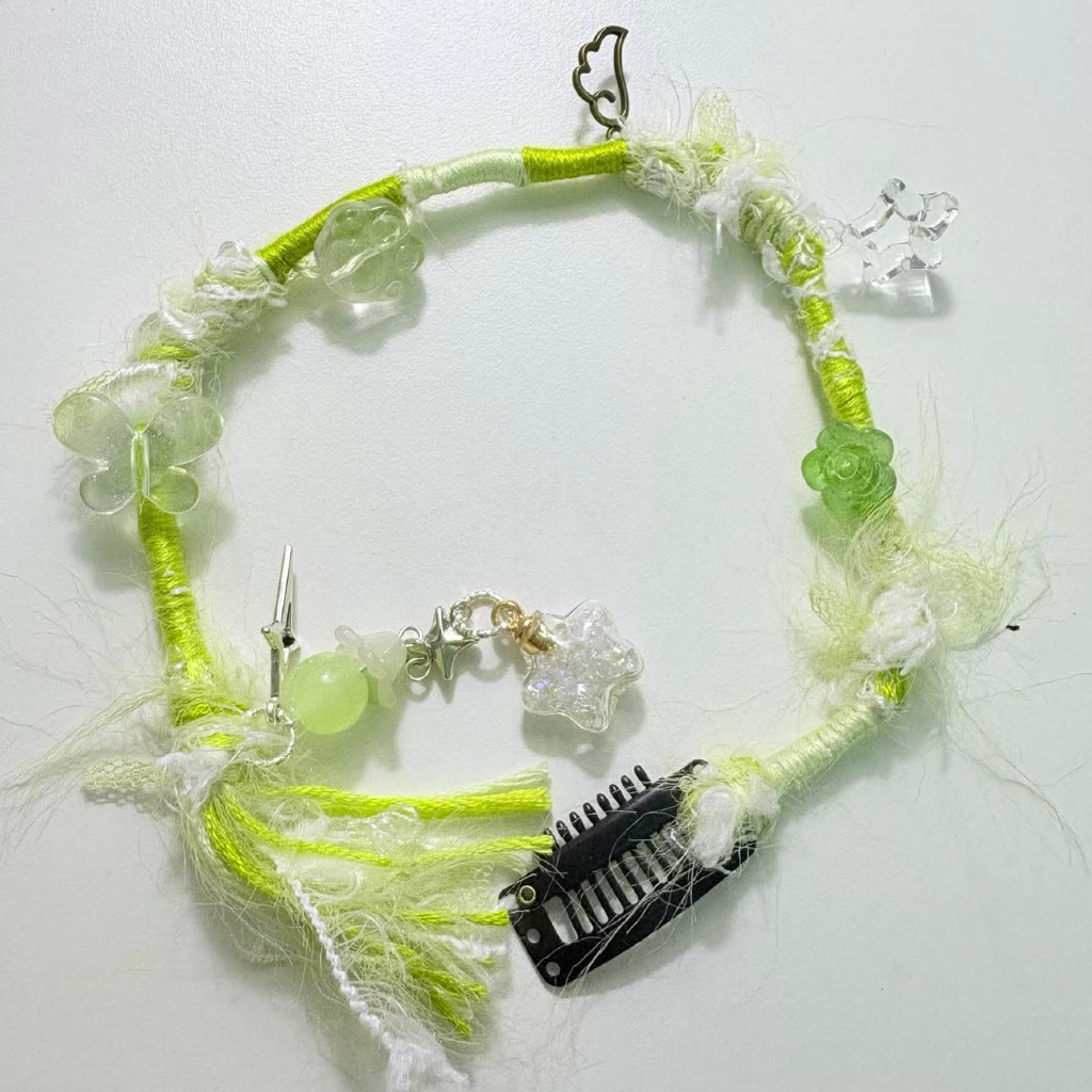 Hairwrap tone xanh lá, hairclip, kẹp phụ kiện trang trí tóc