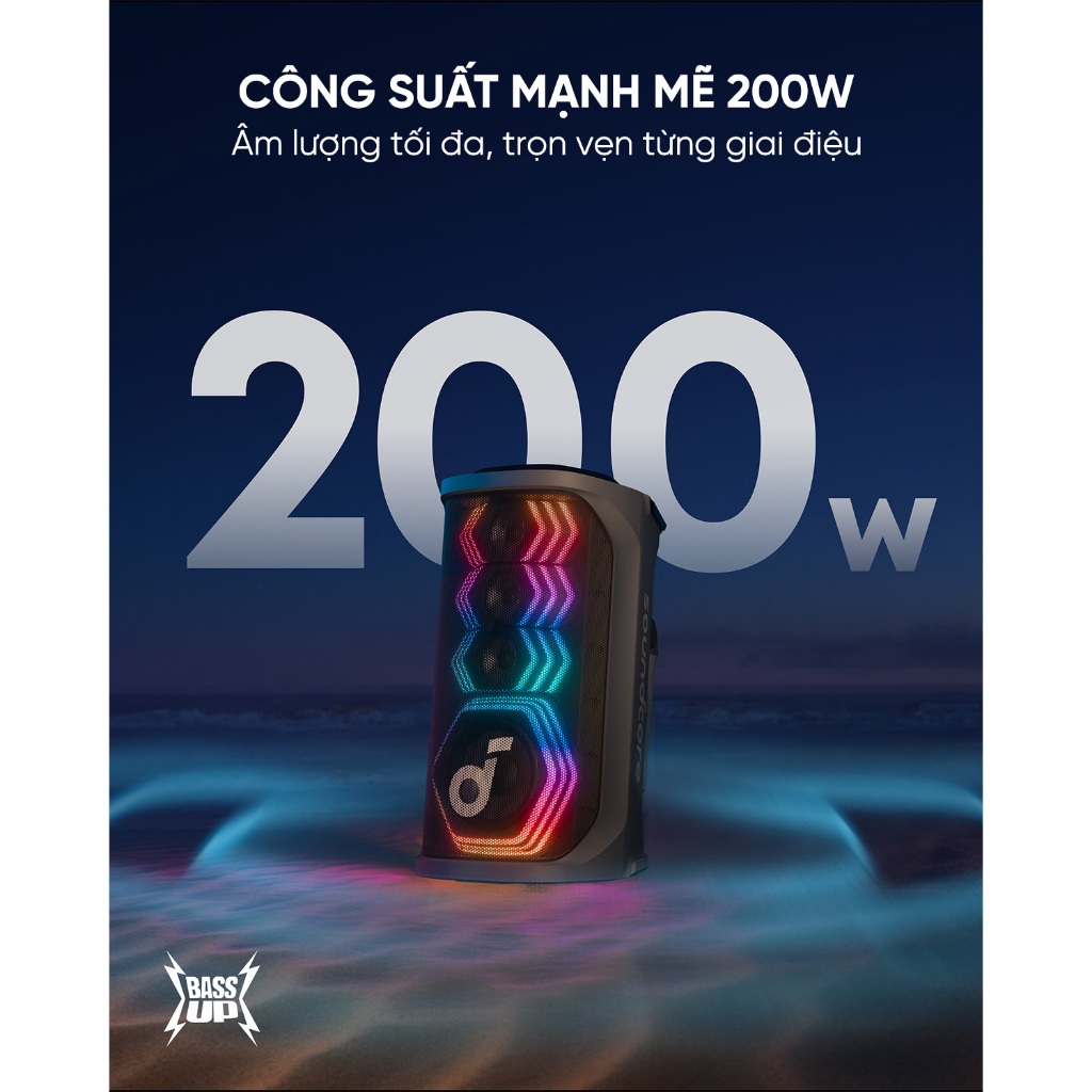 Loa bluetooth karaoke party soundcore Rave 3S | Công suất 200W | 2 mic không dây | BigBuy360 - bigbuy360.vn