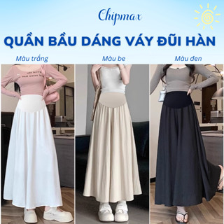 Quần Bầu Váy Quần Bầu Ống Rộng Chipmax 2 Lớp Vải Đũi Hàn Mềm Mại Phong cách Hàn Quốc Thường NgàyQV10