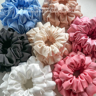 Cột tóc LACIBEL scrunchies vải lụa satin, phi lụa size to siêu phồng