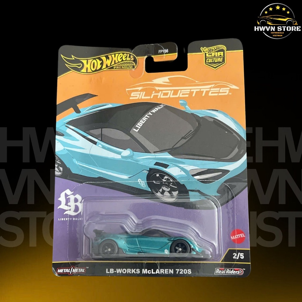Xe mô hình Hotwheels Premium Mclaren 720S LB-WORKS màu xanh