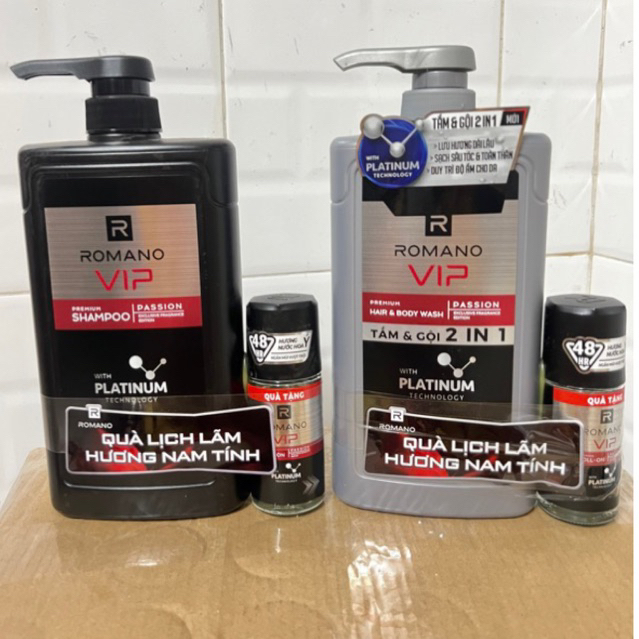 Dầu gội / tắm gội Romano VIP chai 650g + tặng lăn