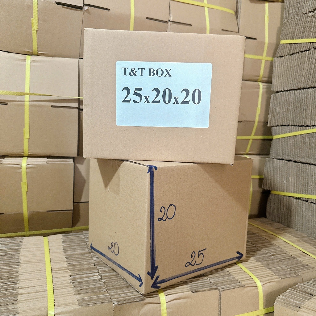 25x20x20 COMBO 100 Hộp carton 3 lớp siêu cứng đóng hàng tiện dụng, thùng carton giá gốc tận xưởng