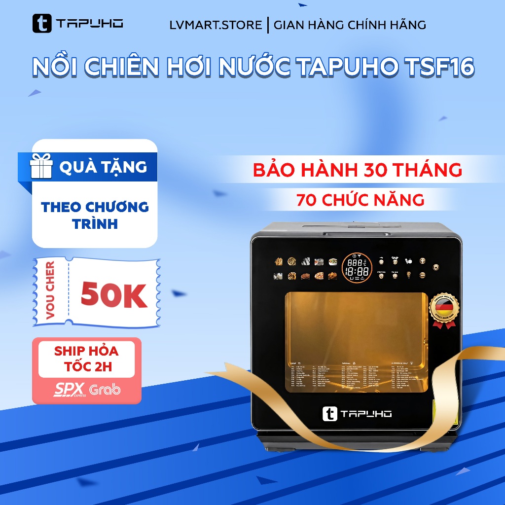 Nồi Chiên Hơi Nước TAPUHO TSF16 COLOR phiên bản 2025 70 chức năng 16L Bảo Hành 30 Tháng