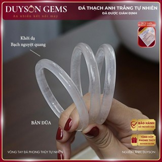  Vòng tay Thạch Anh Trắng ánh Bạch Nguyệt Quang bản đũa liền khối Duyson Gems 