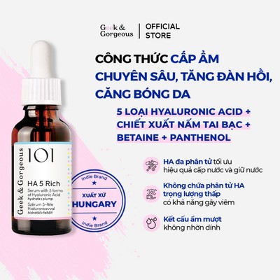 Tinh Chất Cấp Ẩm Sâu, Tăng Đàn Hồi, Hỗ Trợ Căng Bóng Da Geek&Gorgeous HA 5 Rich 30ml