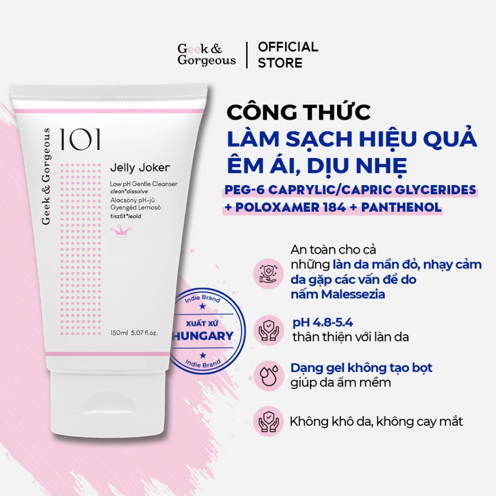 Sữa Rửa Mặt Dạng Thạch Dịu Nhẹ Geek&Gorgeous Jelly Joker Low pH Gentle Cleanser 150ml | BigBuy360 - bigbuy360.vn