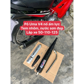 Pô Uma V4 Móc Ấm Nổ lực Tặng Ốp Gắn Các Dòng Xe 50-100-110-125,...