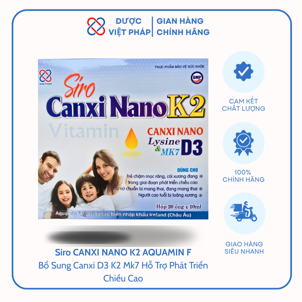 Siro CANXI NANO K2 AQUAMIN F Cho Trẻ Từ 0 Tháng Tuổi Bổ Sung Canxi D3 K2 Mk7 Phát Triển Chiều Cao