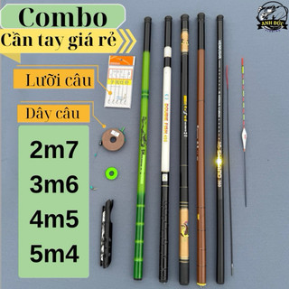  Combo 5 in 1 cần câu tay  giá rẻ kèm phụ kiện câu rô diếc giải trí bo cá cực phê 