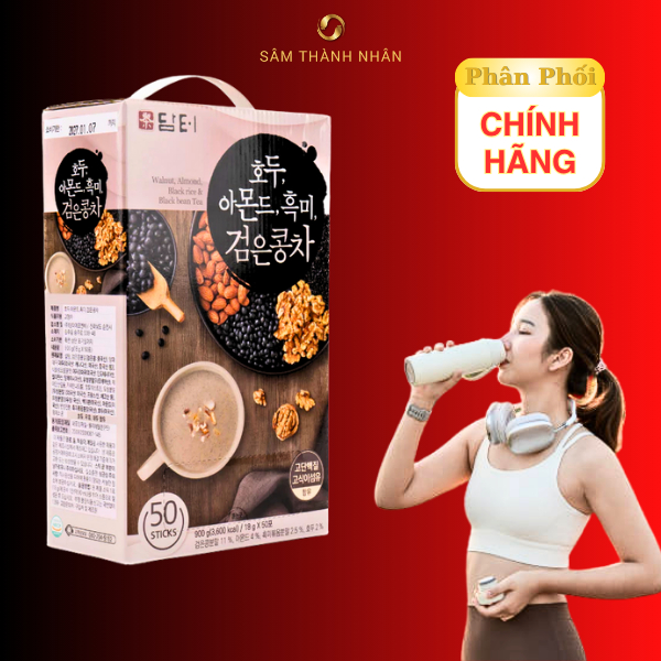 Bột Ngũ Cốc Hàn Quốc Damtuh Vị Đậu Đen Dành Cho Người Tập Thể Thao Hộp 50 Gói x 900g