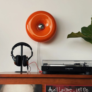 [HOẢ TỐC] Đèn DONUT decor để bàn, treo tường thủy tinh màu cam công tắc cảm ứng 3 chế độ sáng