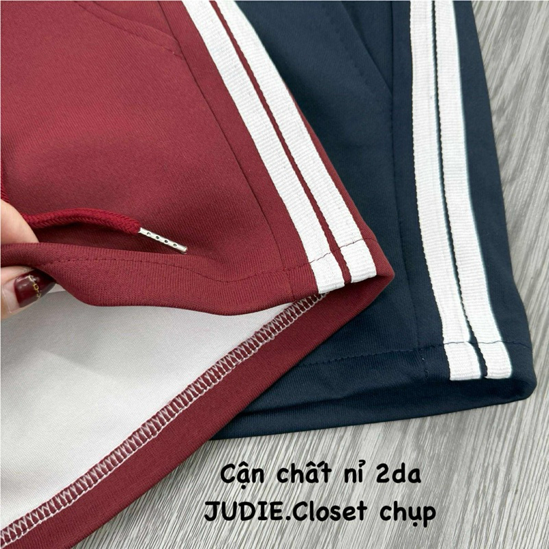 Quần Shorts nỉ Phối Sọc Trắng,Quần Đùi Nữ Cạp Chun Viền Sọc có Dây rút Thể Thao Xuân hè JUDIE.Closet | BigBuy360 - bigbuy360.vn