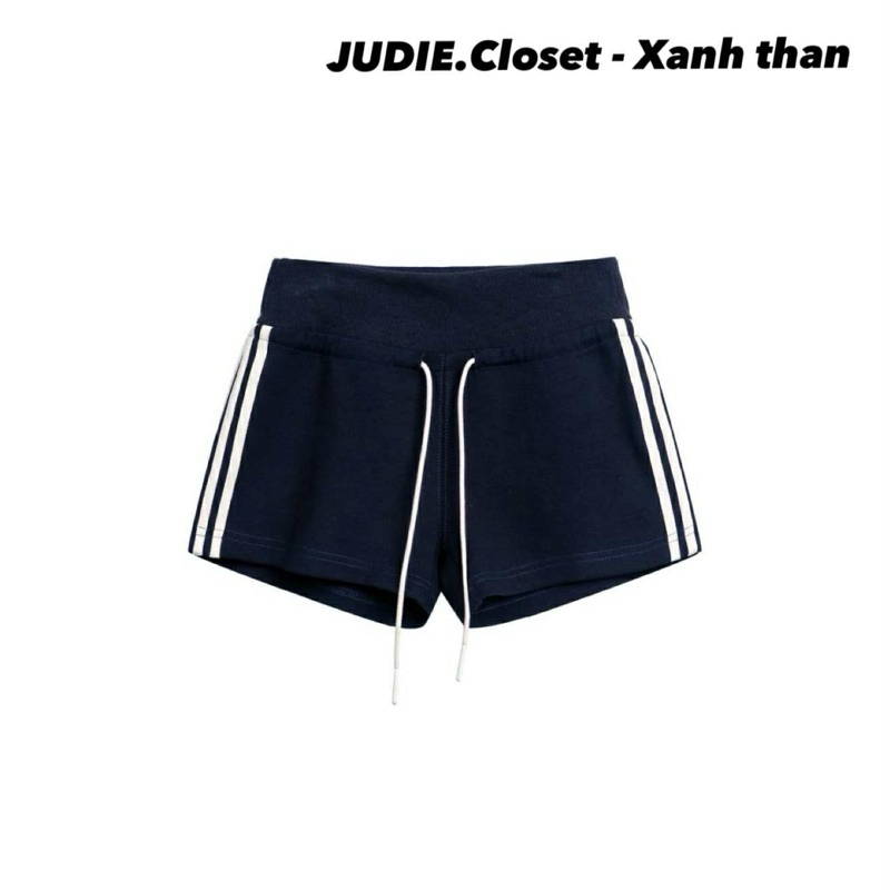 Quần Shorts nỉ Phối Sọc Trắng,Quần Đùi Nữ Cạp Chun Viền Sọc có Dây rút Thể Thao Xuân hè JUDIE.Closet | BigBuy360 - bigbuy360.vn