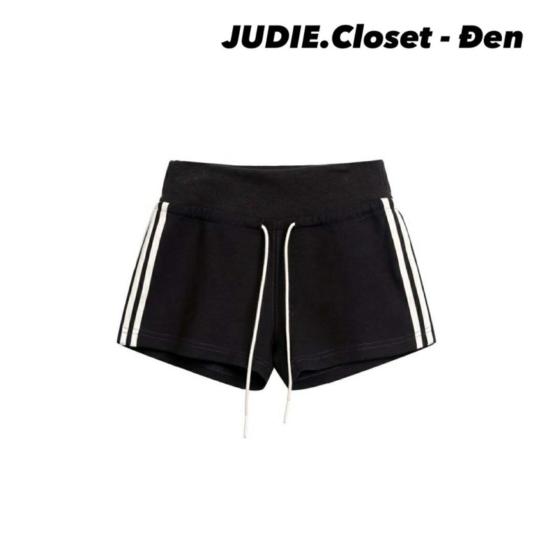 Quần Shorts nỉ Phối Sọc Trắng,Quần Đùi Nữ Cạp Chun Viền Sọc có Dây rút Thể Thao Xuân hè JUDIE.Closet | BigBuy360 - bigbuy360.vn