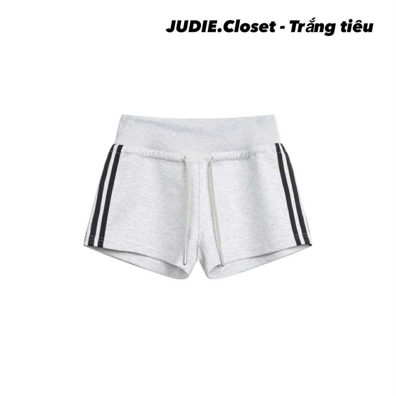 Quần Shorts nỉ Phối Sọc Trắng,Quần Đùi Nữ Cạp Chun Viền Sọc có Dây rút Thể Thao Xuân hè JUDIE.Closet | BigBuy360 - bigbuy360.vn