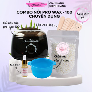  COMBO Nồi Nấu Sáp WAX Lông Pro Wax 100 + Sáp Wax Tẩy Lông cao cấp LY WAXING+Mỡ Trăn tặng kèm que wax 