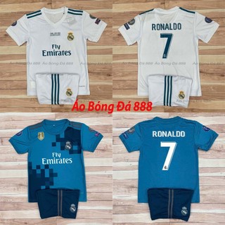  Bộ Quần Áo Bóng Đá Trẻ Em CLB Real Madrid 2017 Áo Đá Banh Ronaldo - Vải Mè Thái Cao Cấp 