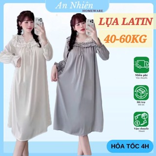 Đồ ngủ lụa, đầm váy ngủ tiểu thư lụa cổ ren cao cấp mềm mịn mát màu sắc dễ thương