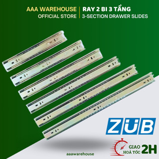  ZUB 2 bi  Ray Trượt 2 Bi 3 Tầng ngăn kéo tủ bản rộng 35mm - Bộ 2 thanh ray trượt hộc tủ 