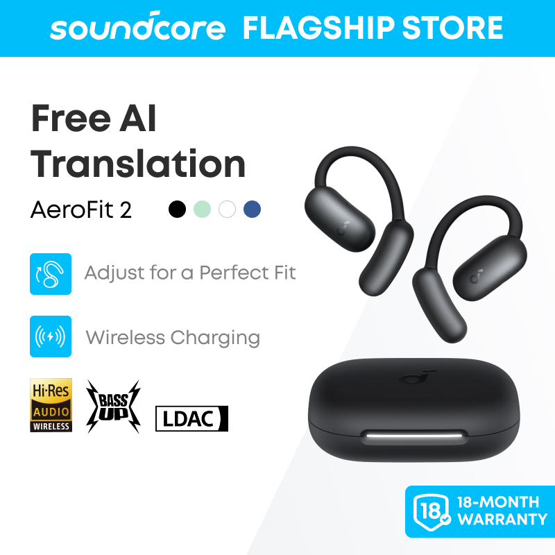  soundcore AeroFit 2 Anker Open-Ear Headphones 4 Adjustable Positions for Every Ear Size 2x Richer Bass Hi-Res A3874 