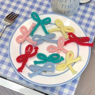 [Handmade 100%] Set 2 Kẹp Nơ Len Nhiều Màu Sắc Phong Cách Hàn Quốc Cho Bé Gái