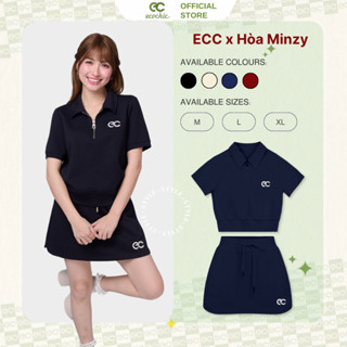 Set Bộ Váy ECOCHIC x HÒA MINZY DREAM FIT Áo Crop Polo Halfzip Phối Chân Váy Chất Liệu Cao Cấp Mềm Mịn Chính Hãng B171