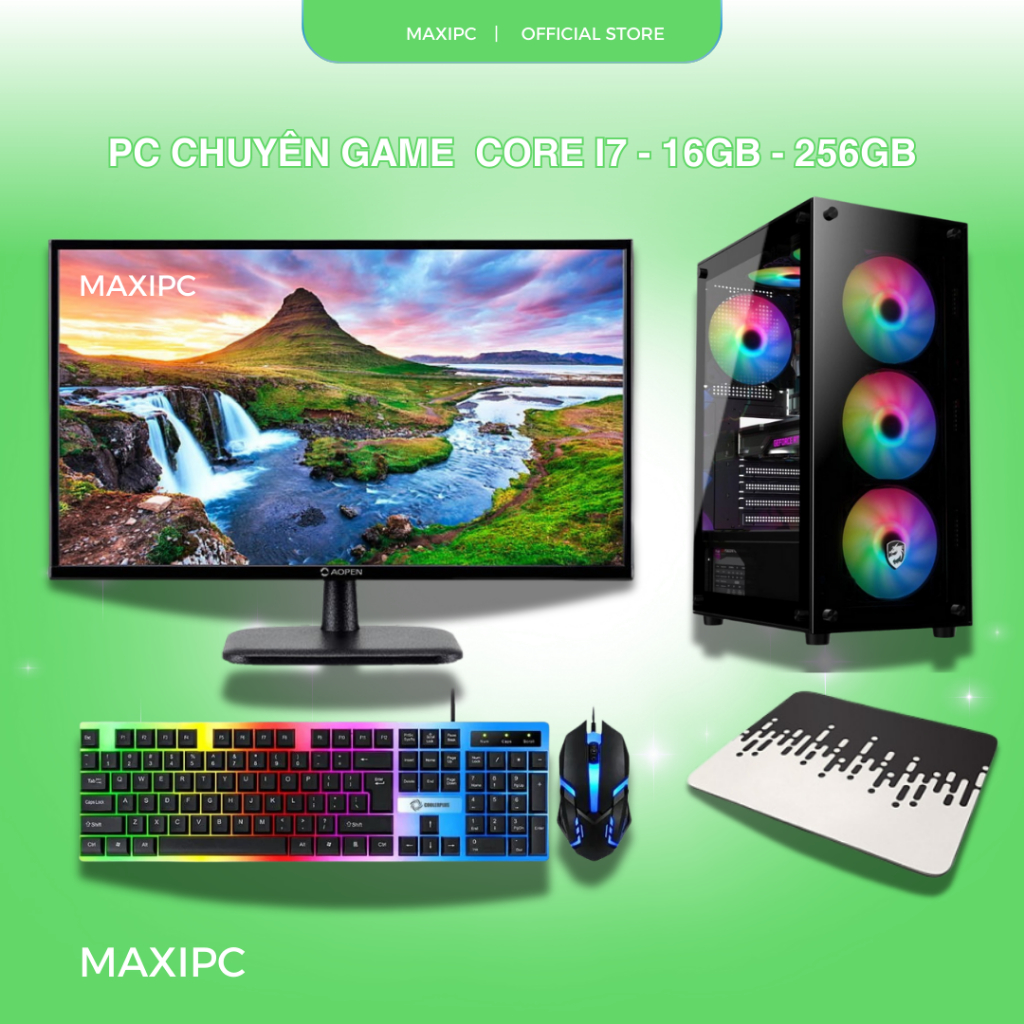 PC Gaming Core i7 – RAM 16GB – SSD 256GB Có Card Rời