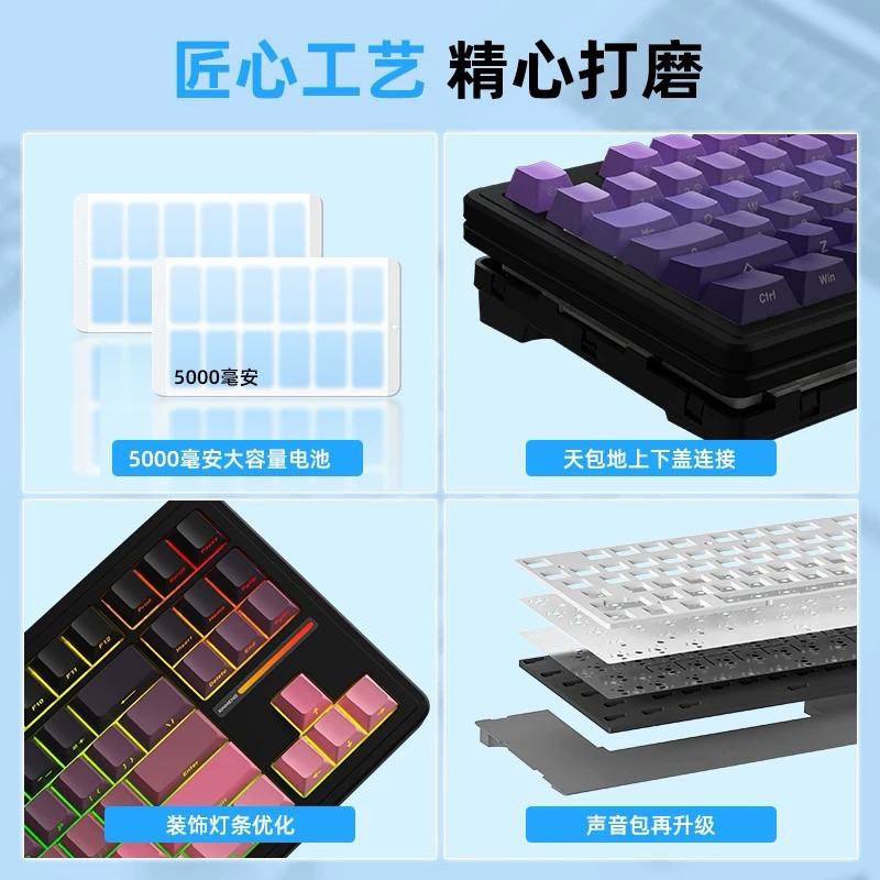 (New) -Bàn phím cơ không dây Xinmeng M87 Prov2 / F87 / 3 Mode / Mạch xuôi  / Led RGB / Hotswap / Gasket mount | BigBuy360 - bigbuy360.vn