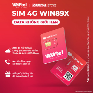 Sim 4G WINTEL WIN89X Data Tốc Độ Cao Không Giới Hạn. Dùng Sóng VinaPhone Trên Toàn Quốc - Siêu Rẻ Chỉ Với 89K/Tháng