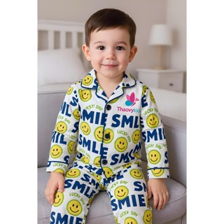 Bộ pijama trẻ em unisex vải lụa Mango họa tiết | Đồ ngủ trẻ em cao cấp, mềm mát, mặc ở nhà