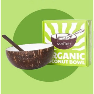  OLABEN Nutrition Combo 1 Chén Gáo Dừa Tráng Men Sứ + 1 Muỗng Gỗ Dừa Handcarved Coco 