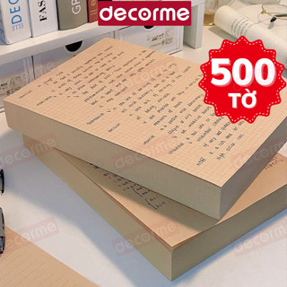 Giấy nháp kraft Decorme kẻ ngang, caro, trơn đa năng 500 tờ dành cho học sinnh phụ kiện văn phòng phẩm