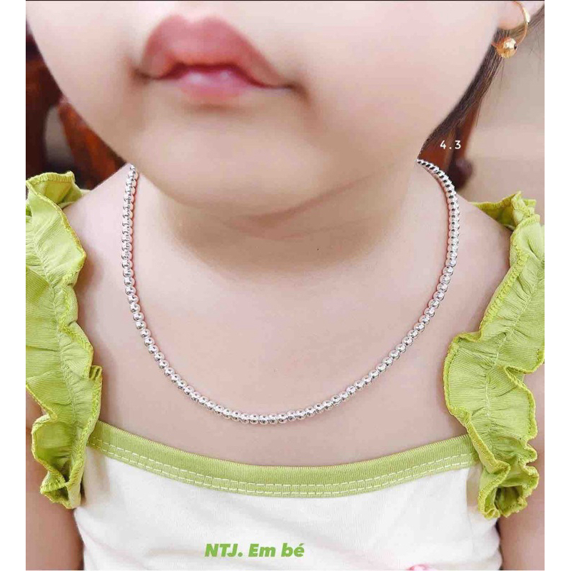 Dây chuyền bạc ta S99 cho bé gái dạng bi tròn trơn cao cấp - Tiệm bạc Pansy