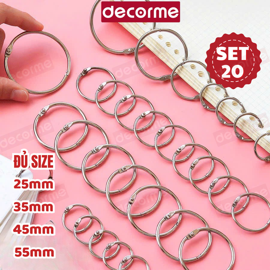 Combo 10 20 Khoen Tròn Làm Flashcard, Khoen Móc Vòng Còng Đóng Sổ, Khoen Sổ Tay Decorme