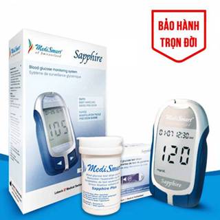  Máy Đo Đường Huyết Test Thử Tiểu Đường Medismart Sapphire Plus Độ Chính Xác Cao Bảo Hành Trọn Đời 
