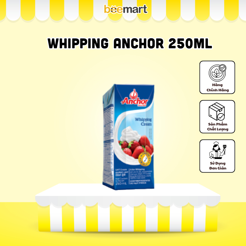 Kem tươi Anchor (Whipping Cream) chai chiết nhỏ 250ml tiện lợi - Ship hỏa tốc tại Hà Nội