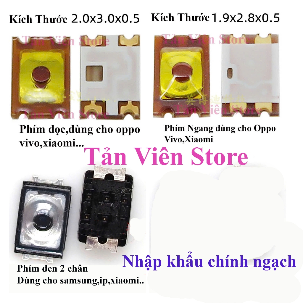 Set 10c-50c Công tắc,phím nguồn,Phím volum của điện thoại vivo.oppo.ip... và các máy android khác.Nhập khẩu chính ngạch