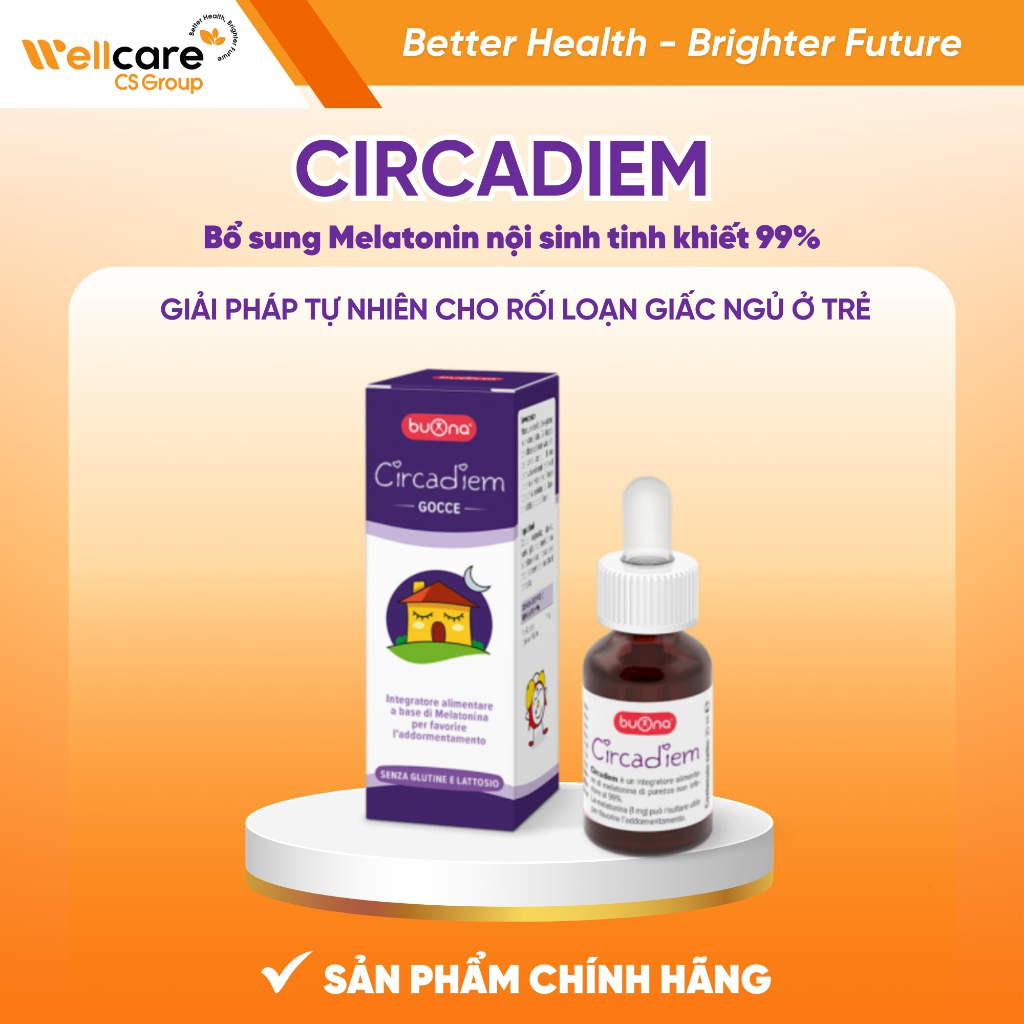 Siro Circadiem lọ 20ml [Chính Hãng BUONA] Hỗ Trợ Giấc Ngủ Ngon Cho Trẻ Sơ Sinh, Melatonin Tinh Khiết