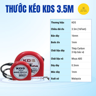 Thước Kéo 3.5m KDS Chính Hãng – Thước Rút Thép Vỏ ABS, Thép Carbon, Siêu Bền Cao Cấp